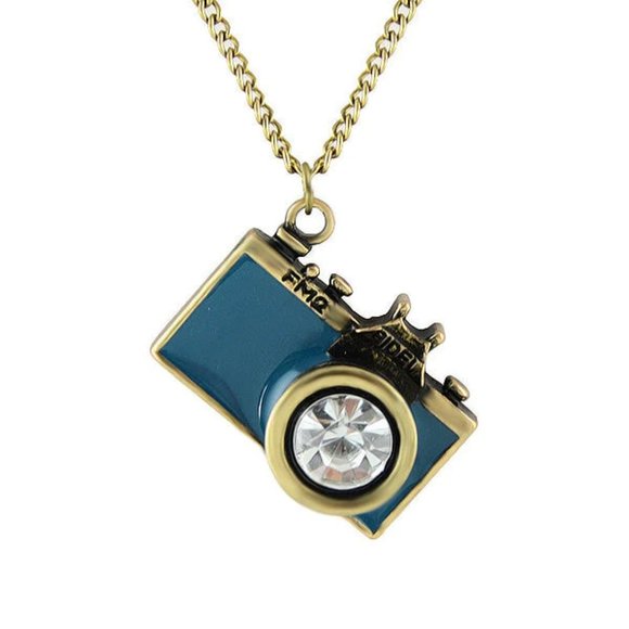 Turquoise Gold Camera Necklace - Picture 2 of 5